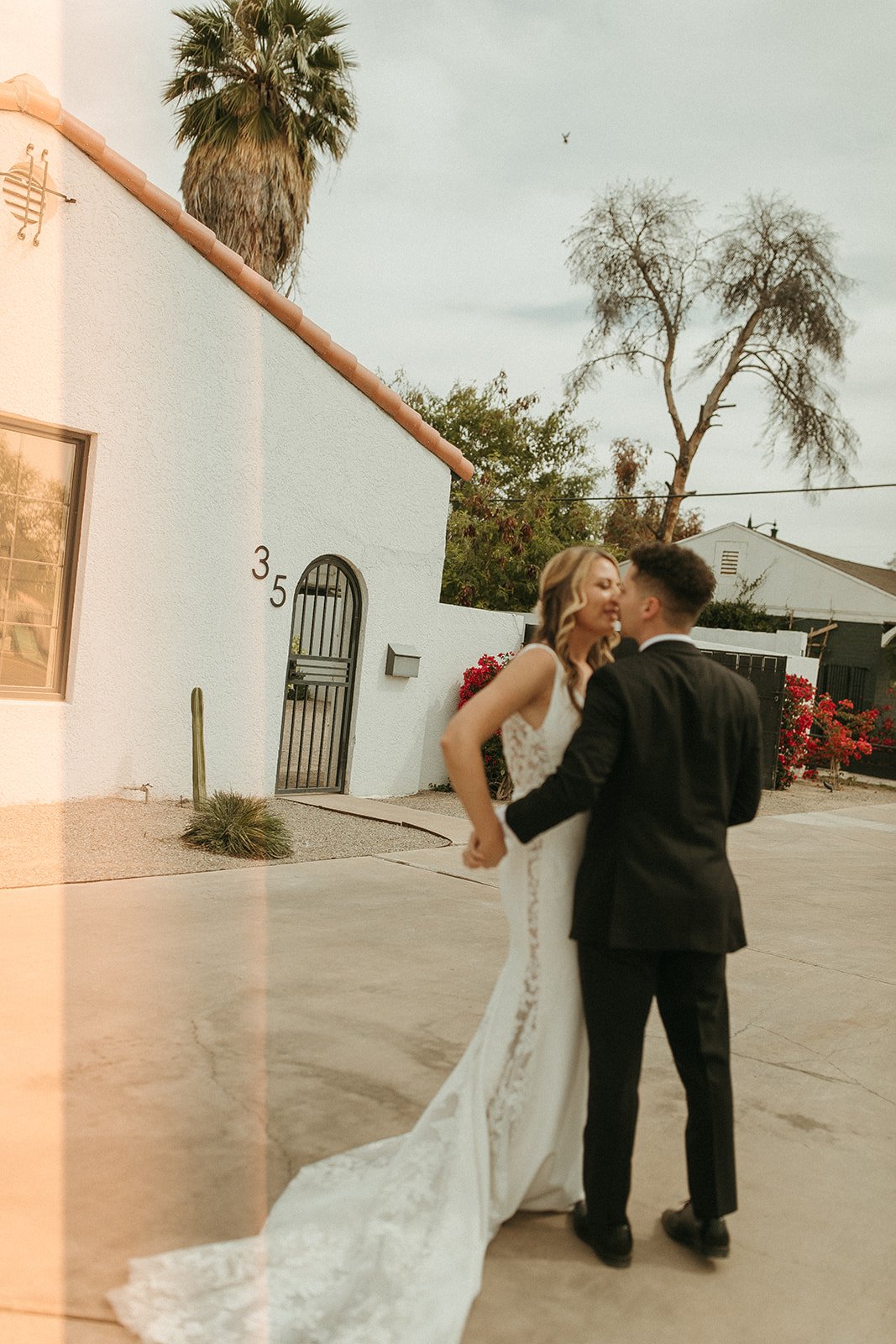 Intimate Arizona wedding photos at an Airbnb