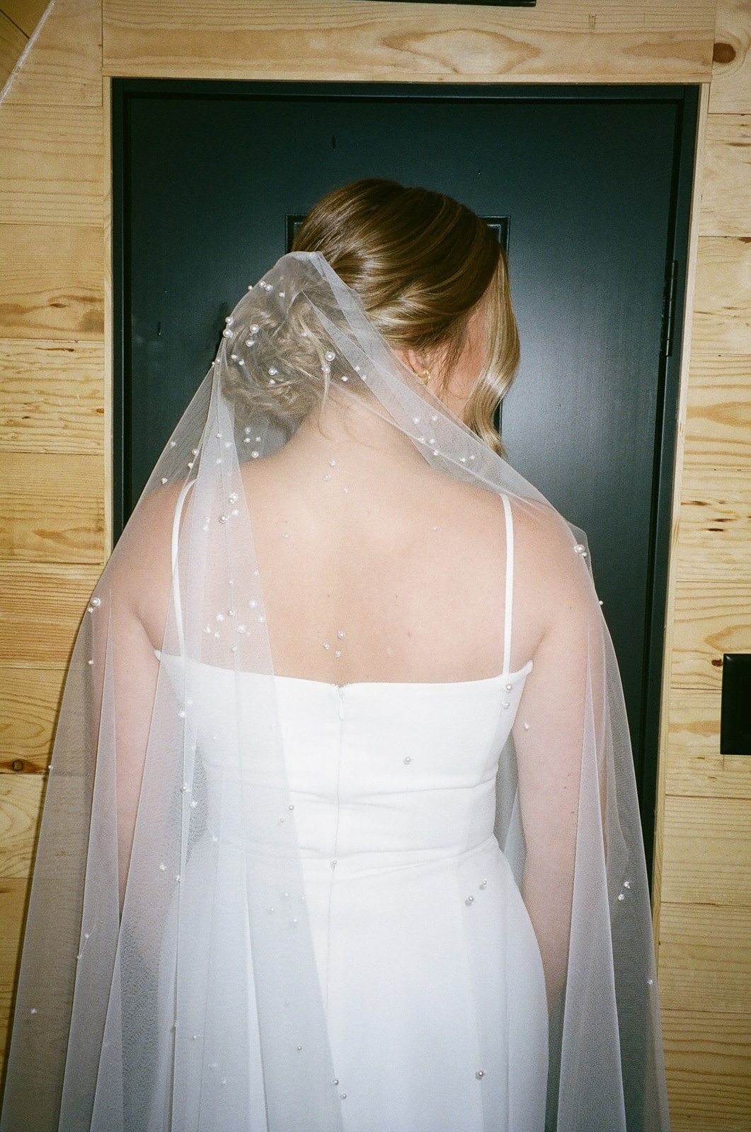Film photo of bride getting ready for a national park elopement