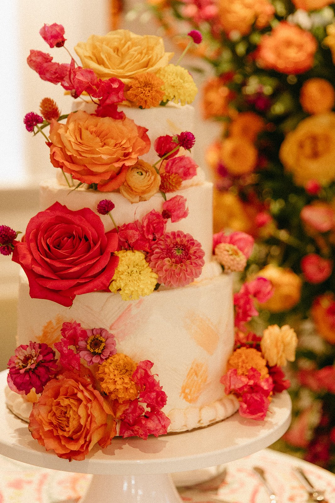 Colorful and vibrant wedding cake with Indian elements