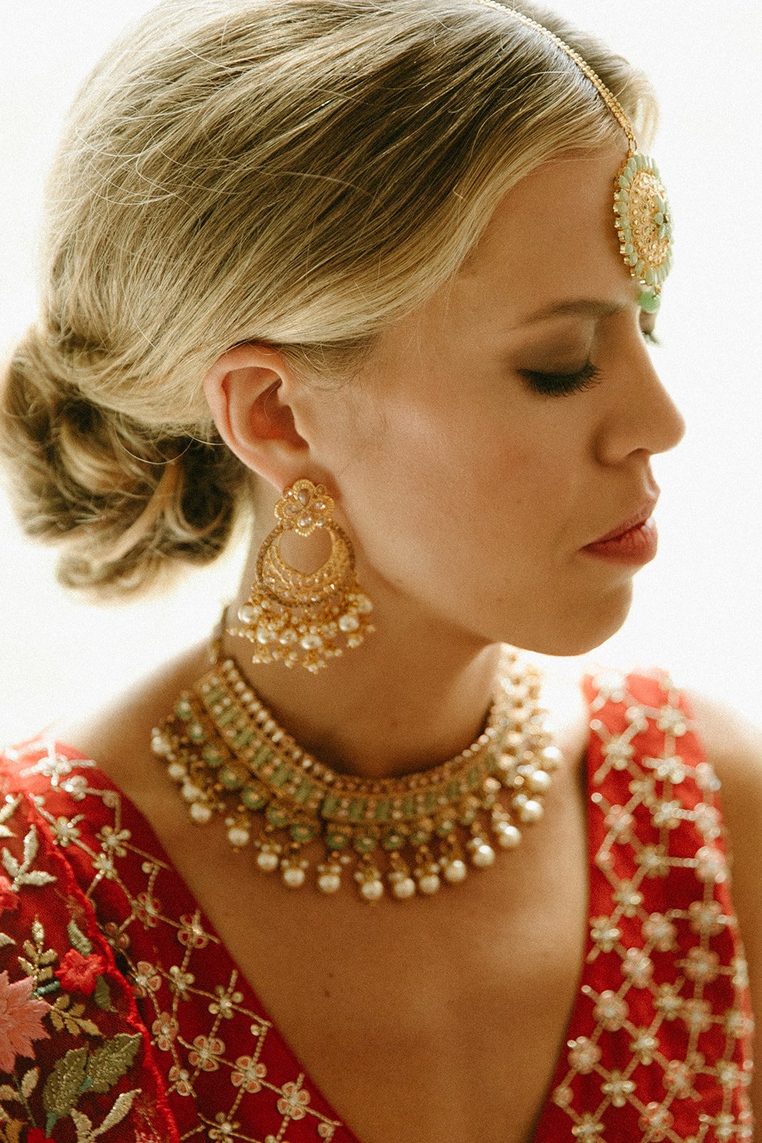 Beautiful Bride dressed in Indian garments and jewelry