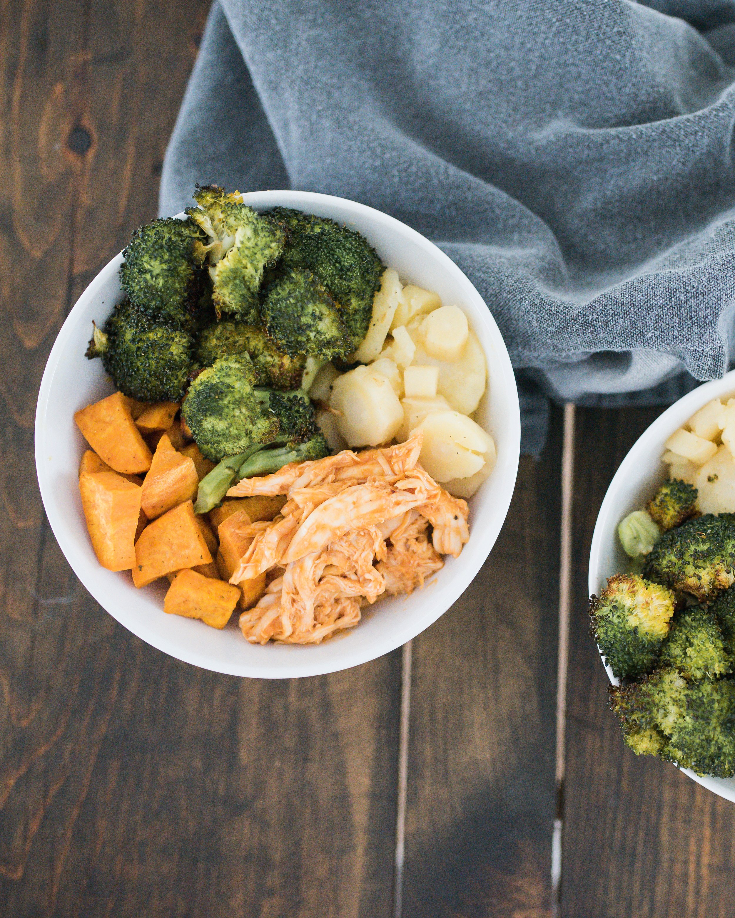 Wild Rosebuds | Hearty roasted Chicken Bowl with Broccoli, sweet potato and parsnip perfect for a quick supper