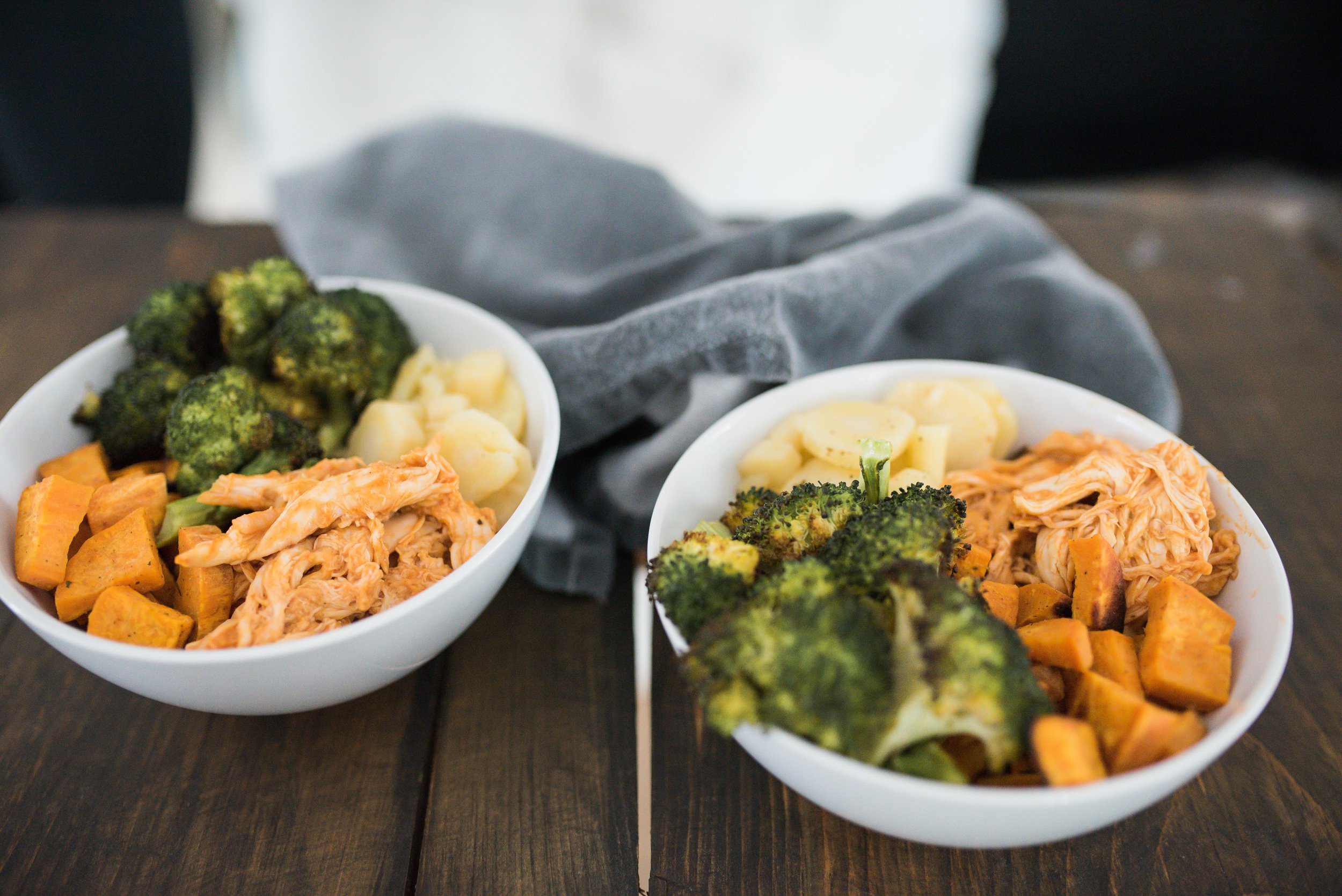 Wild Rosebuds | Hearty roasted Chicken Bowl with Broccoli, sweet potato and parsnip perfect for a quick supper on a cold day