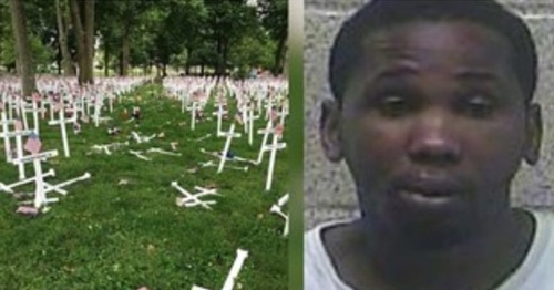 27 Year Old Thug Arrested After Destroying Memorial Day Cross Display With Car