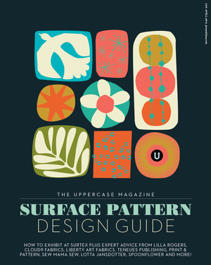 The UPPERCASE Magazine Surface Pattern Design Guide, first edition cover by Jan Avellana who went on to have her own fabric collection with Windham as a result.