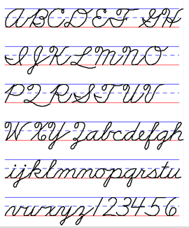 Standard english cursive writing