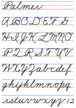 Different types cursive writing