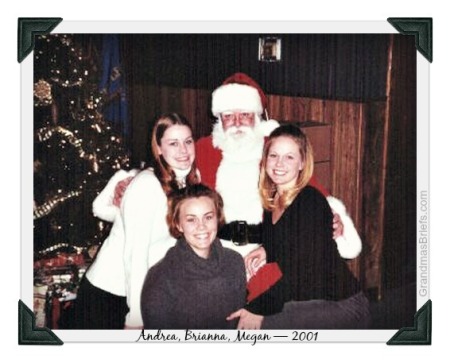 three big girls with santa