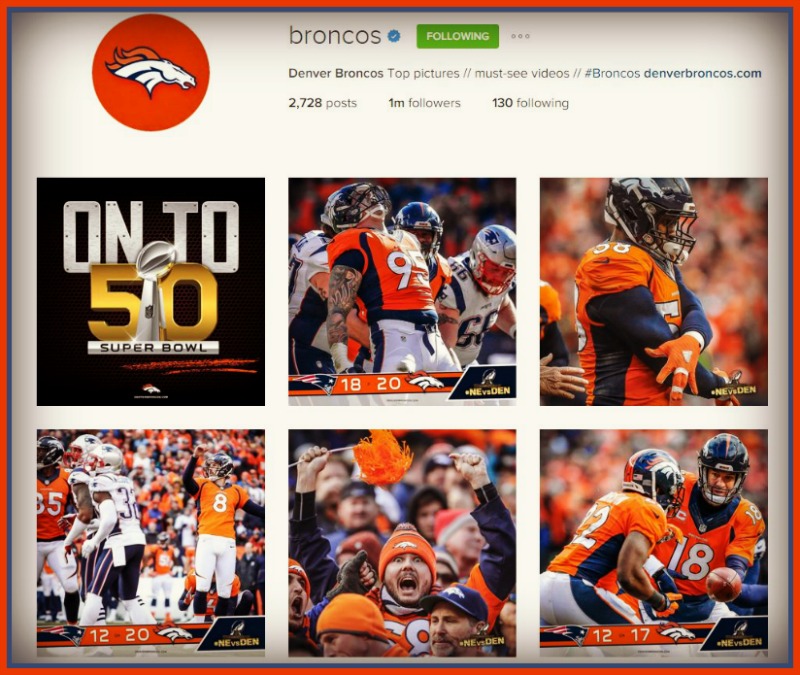 Denver Broncos Instagram page