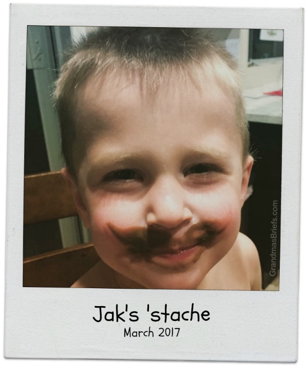 toddler mustache with pudding