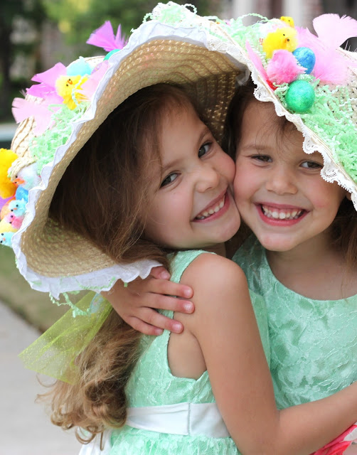 adorable girls in Easter bonnets