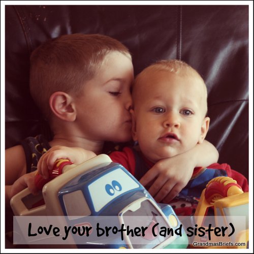 boy kissing little brother