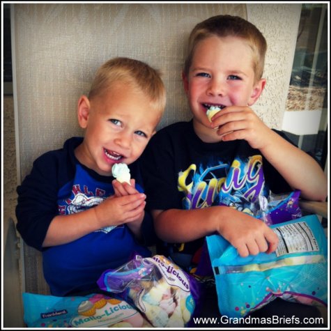 boys eating marshmallows
