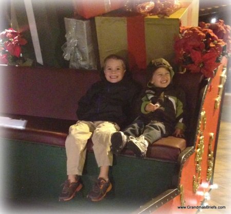 boys in Santa's sled