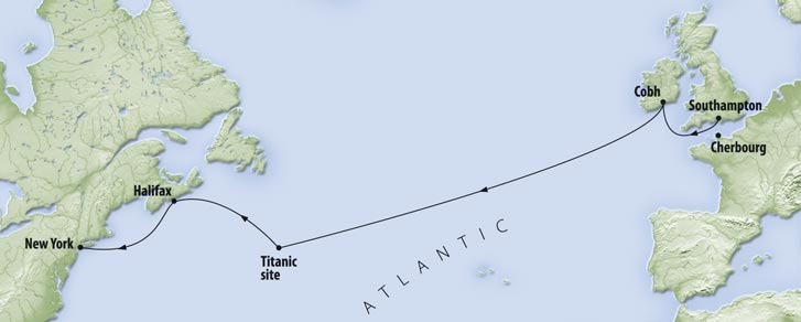 route of titanic's maiden voyage map