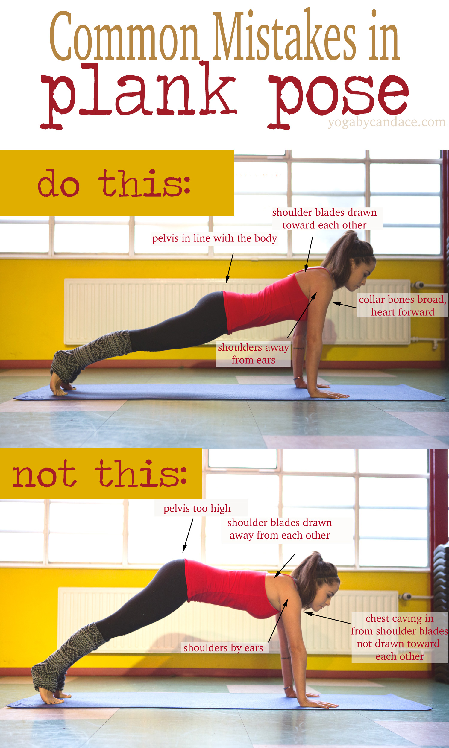 Pin it! Common mistakes in plank pose and how to fix them.