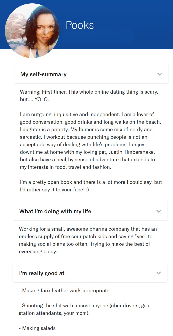 Self summary dating profile