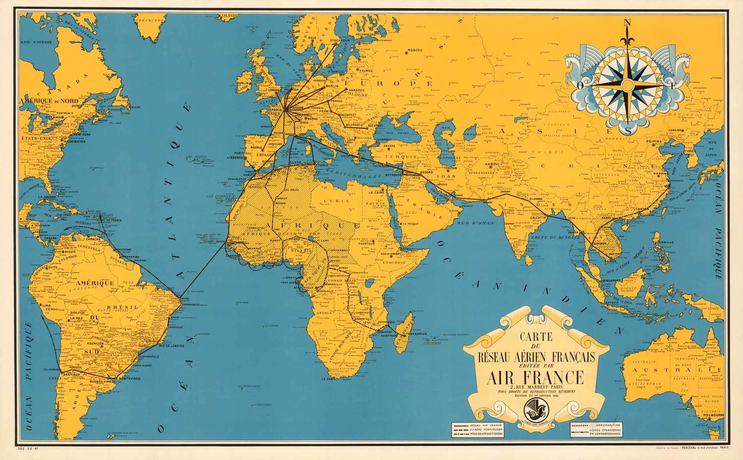 Fonkelnieuw Vintage World Map - Air France - AF8 — High Desert Frameworks AL-17