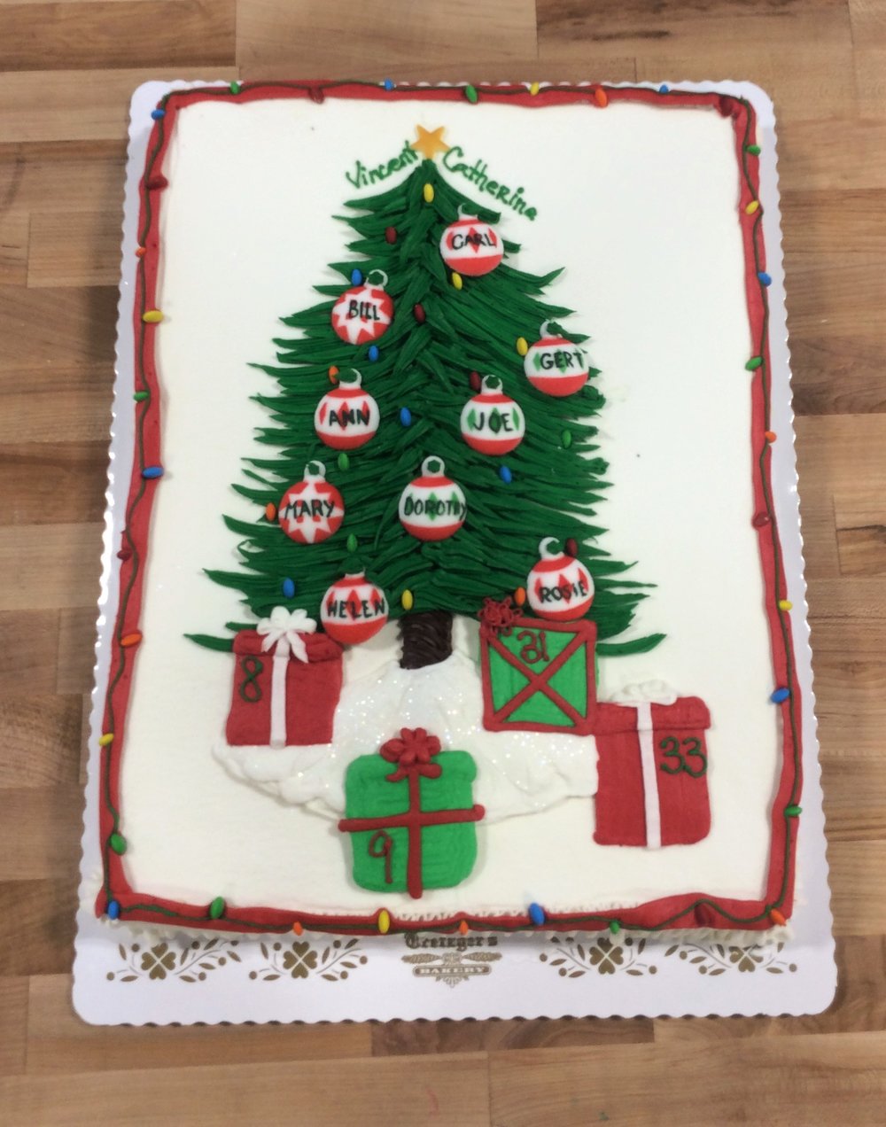 Christmas Tree Sheet Cake with Custom Ornaments — Trefzger's Bakery
