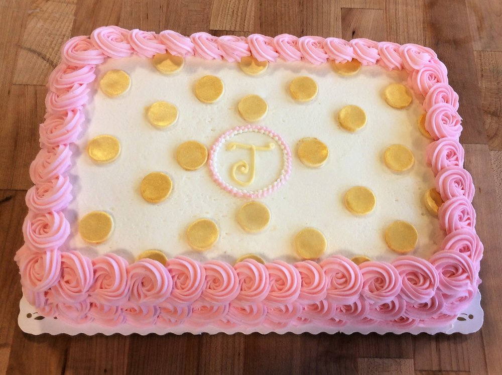 Pink Sheet Cake with Gold Polka Dots — Trefzger's Bakery