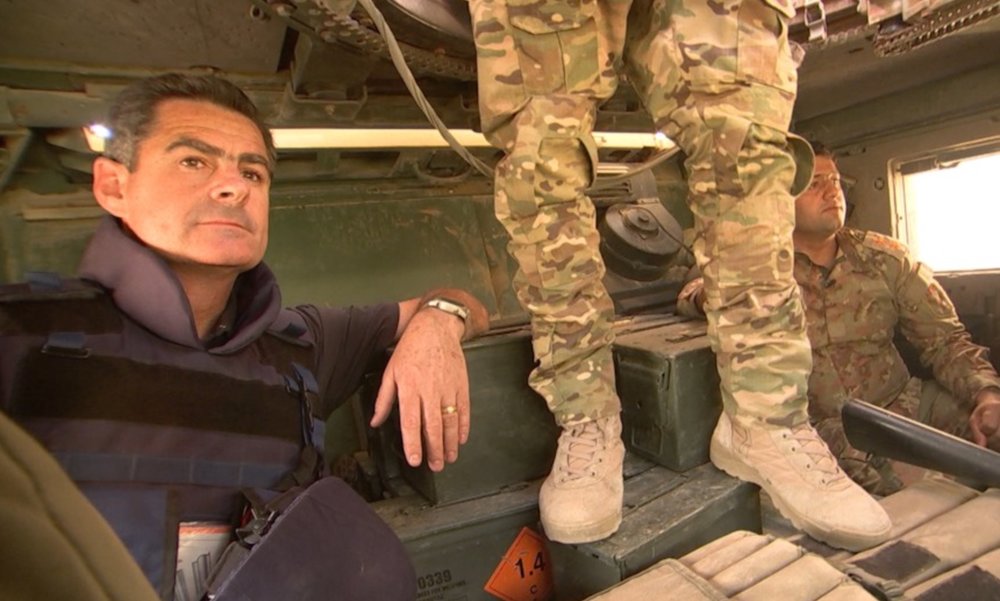 ABC’s  Middle East correspondent, Matt Brown in Iraqi Army humvee image - ABC