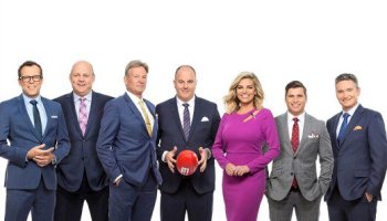 Craig Hutchison and Rebecca Maddern lead The Footy Show in 2017. image - Nine