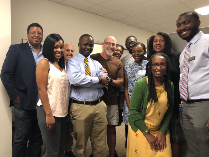 Almost the entire staff at Congresswoman Alma Adams office in Charlotte, NC  Two buddies, Pastors Barrett Berry, (L) and Roy Young (3rd from L) SWEET TIME!