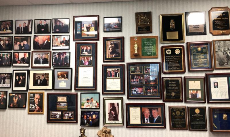 One small section of endless hallways of memorabilia in Congressman Peter King's office, NY