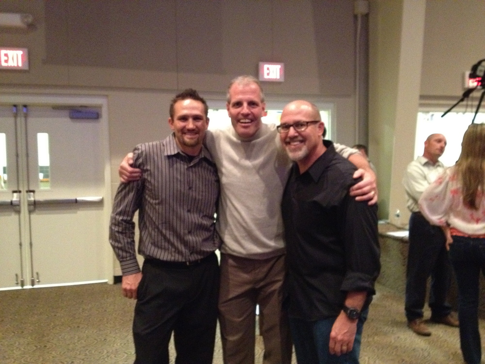 Nate, Michael, and me...the pastor and my good buddy, Jeff Tarbox, was across the room