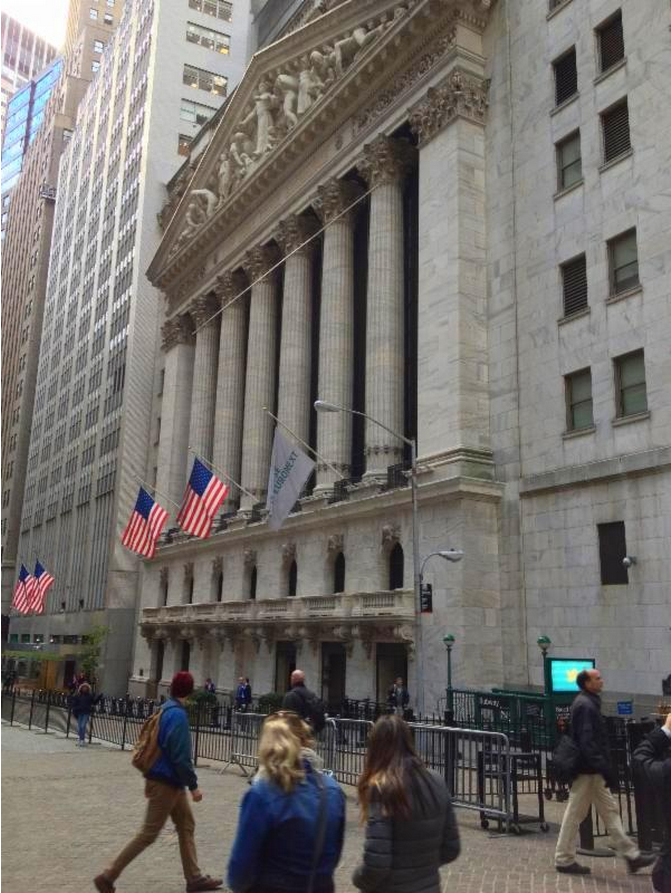 The New York Stock Exchange, right across the street from Federal Hall.&nbsp;