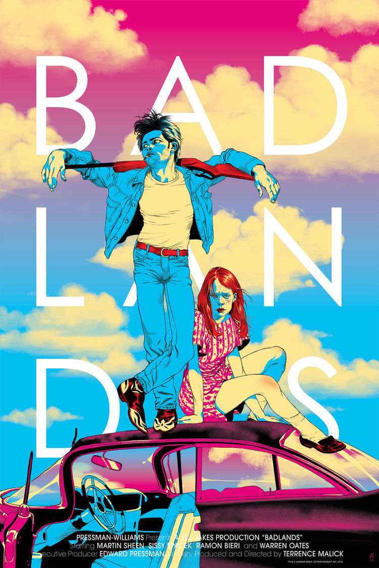 Badlands Badlands Screen Print, part of Terrence Malick Director Series for Mondo. Type treatment by Avi Neeman.