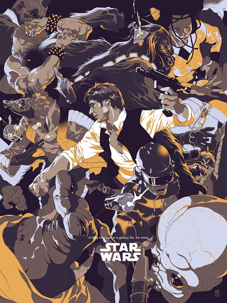 Star Wars Neon Han (reg) / Goldie Han (Var) - limited edition screen prints. Originally commissioned by Entertainment Weekly and art directed by Keir Novesky