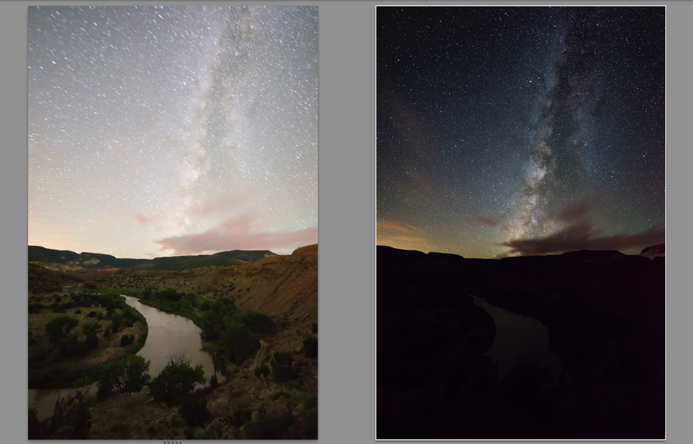  Long exposure on left and SLS file on right 