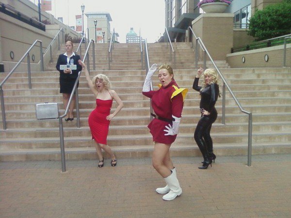 I'm the one in the Number 6 cosplay. From Battlestar Galactica?