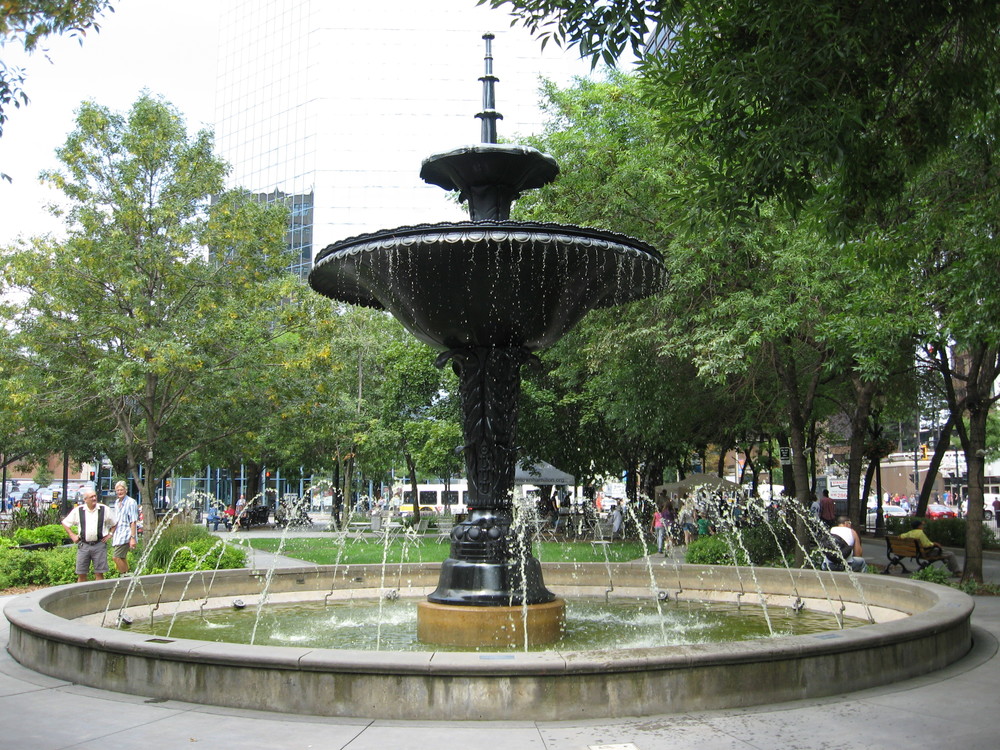 Fountain in Gore Park is a throw back to age of urban ornamentation and decoration.