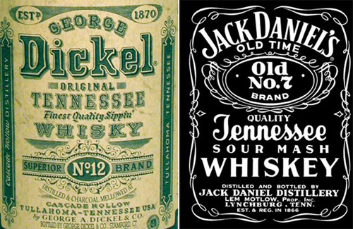 Dickel spells their whisky without an e while Jack Daniel's spells theirs with an e.