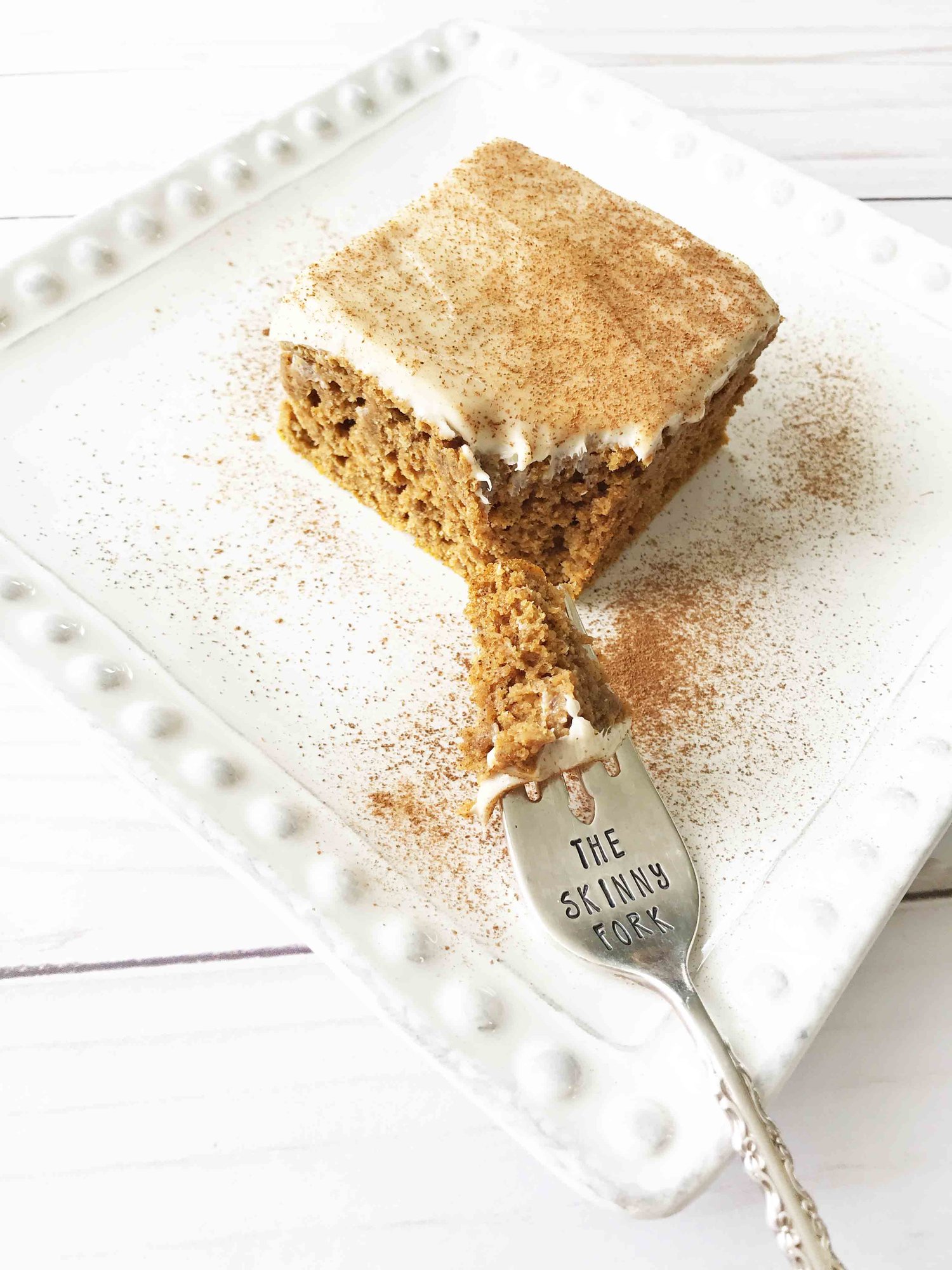 Skinny Pumpkin Spice Bars + Maple Cream Cheese Frosting