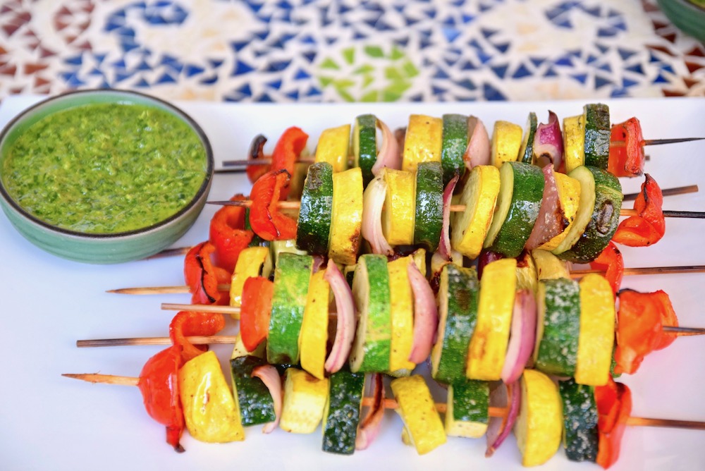 Vegetable Kebabs with Cilantro Chimichurri