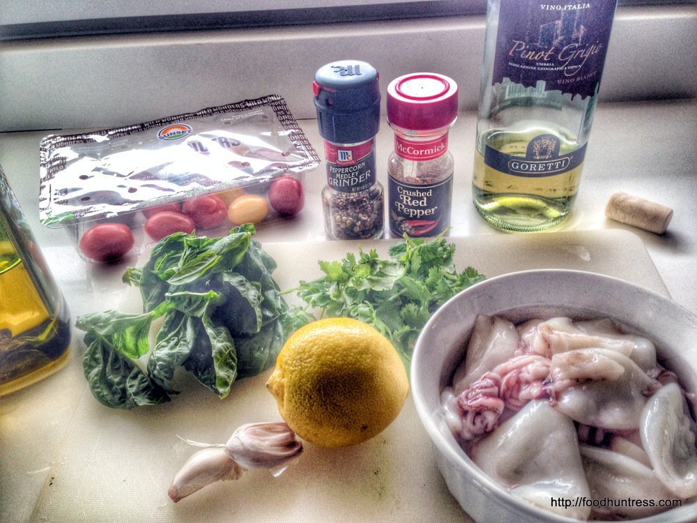 ingredients+for+Linguine+with+Squid+and+Cilantro+Basil+Sauce Linguine with Squid and Cilantro Basil Sauce