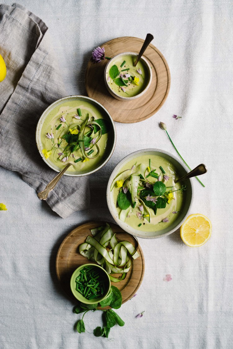 creamy tahini & lemon asparagus soup