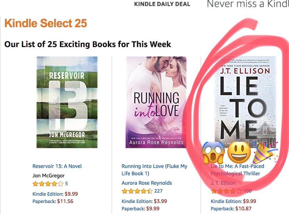 LIE TO ME is an Amazon Kindle Select 25!