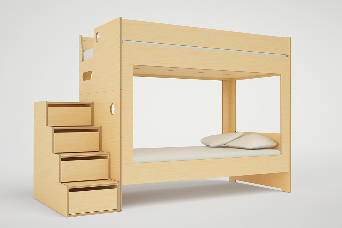 Casa Kids Cabin Bunk Bed With Stairs
