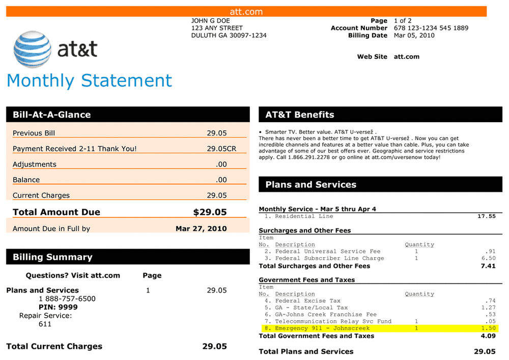 phone number to pay att cell phone bill