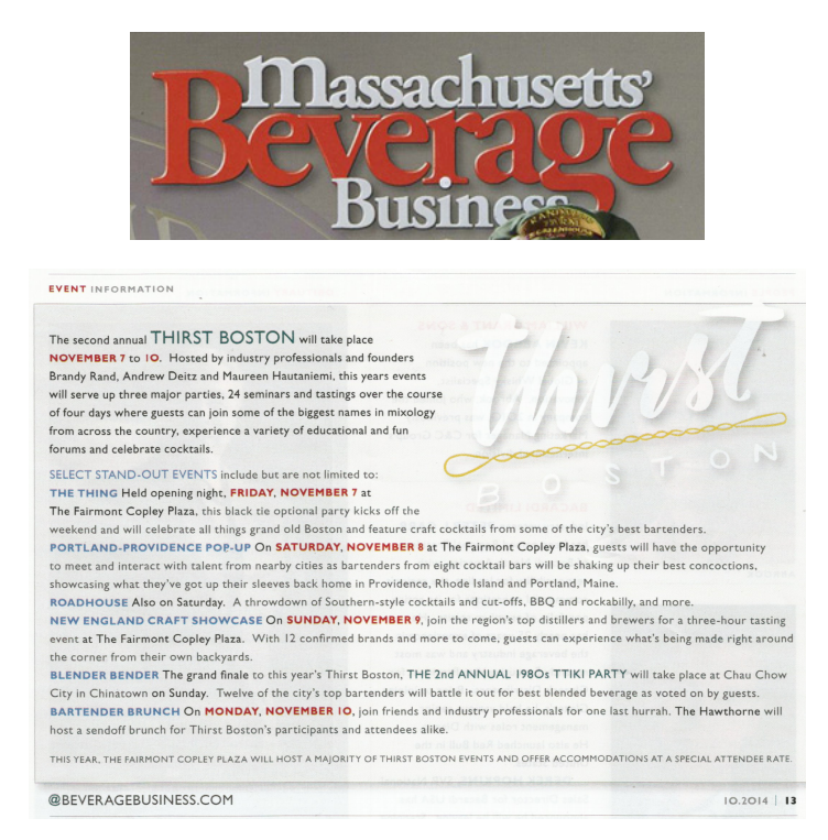 Massachusettes Beverage Business Oct 2014