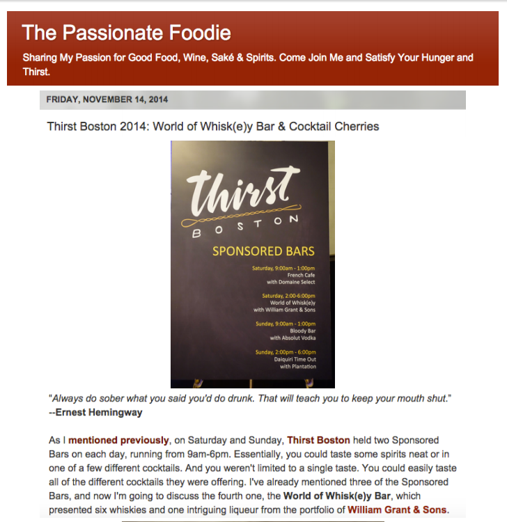 Passionate Foodie - World of Whisk(e)y Bar Nov 14, 2014