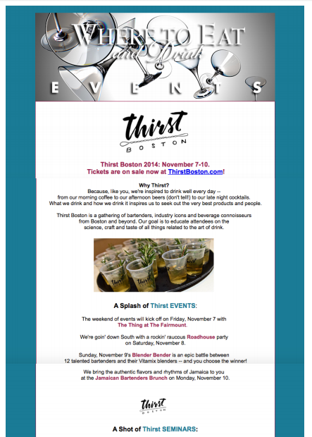 Where To Eat and Drink - Newsletter Oct 29, 2014