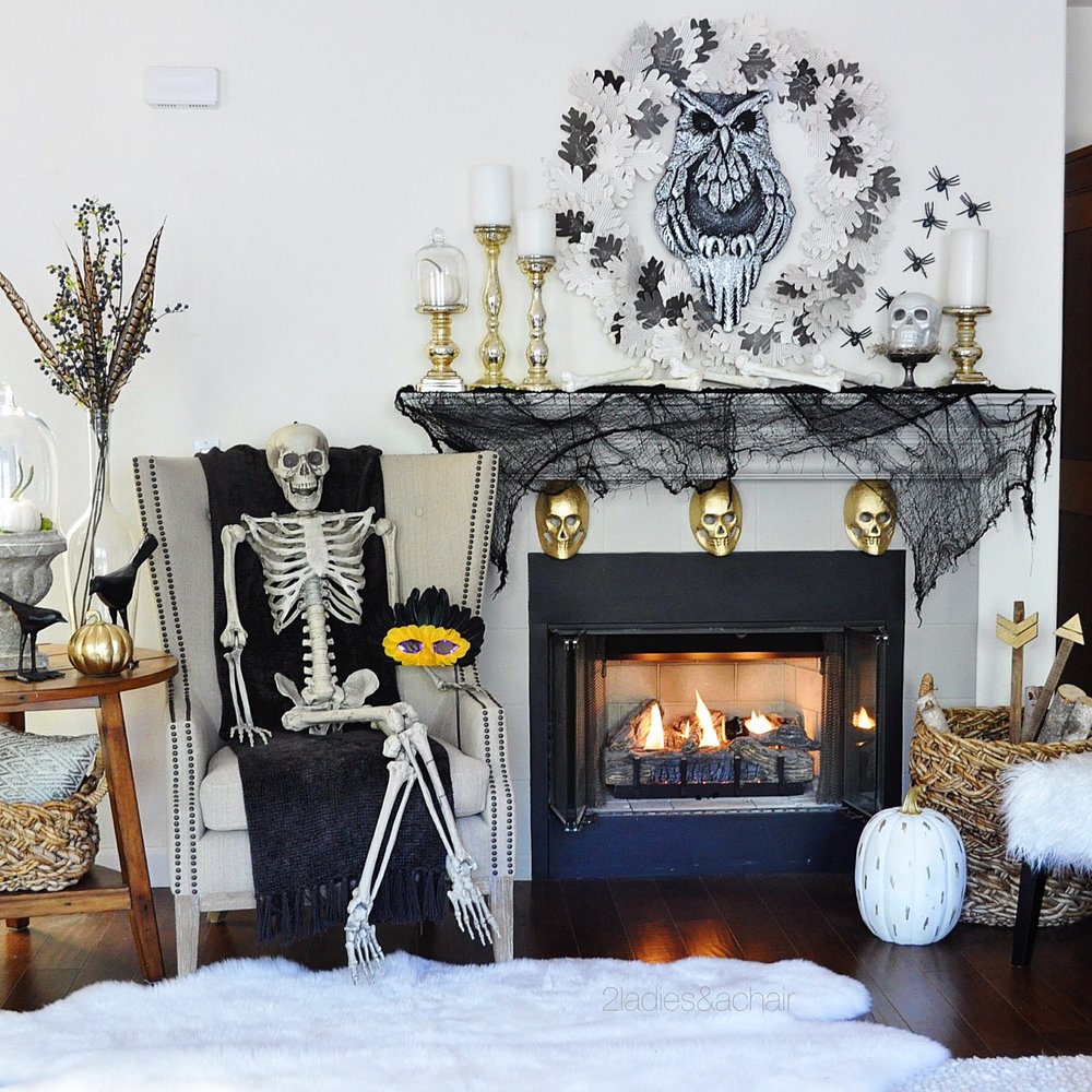 My Spooky Halloween Mantel Decorations — 2 Ladies & A Chair