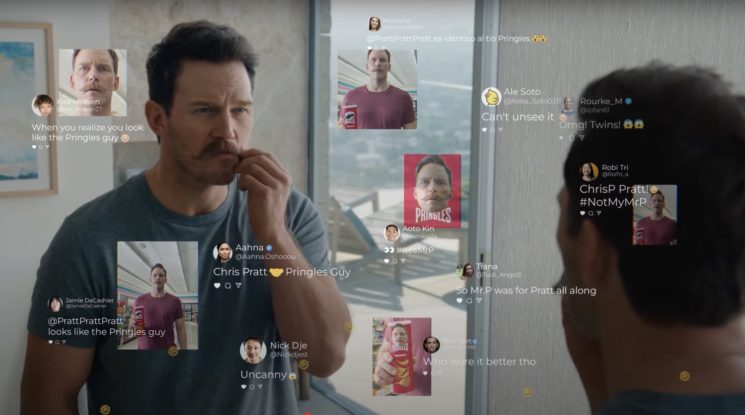 Chris Pratt porte une moustache en tant que M. P dans la publicité du Super Bowl pour Pringles
