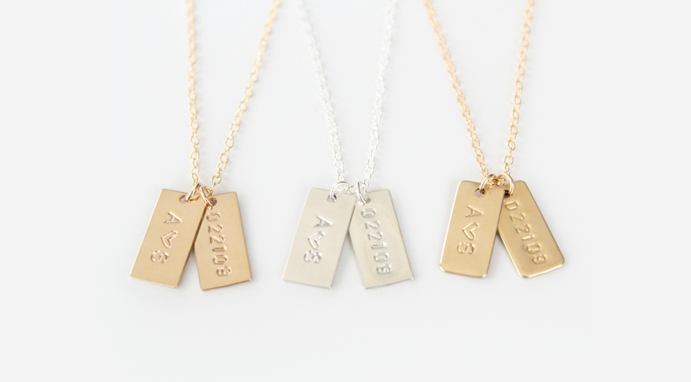 UPDATED - Petite Initial Tags Necklace - 14k Gold Filled, Sterling