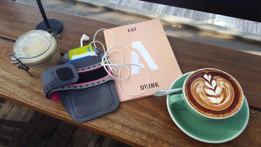 A well-deserved coffee break after running. Image: Cathy Cavallo.