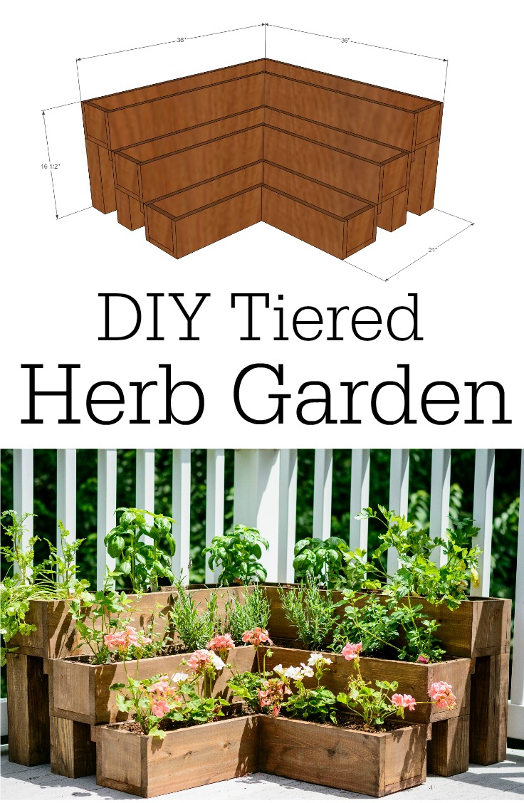 DIY Tiered Herb Garden Tutorial.  Great for decks and small outdoor spaces!